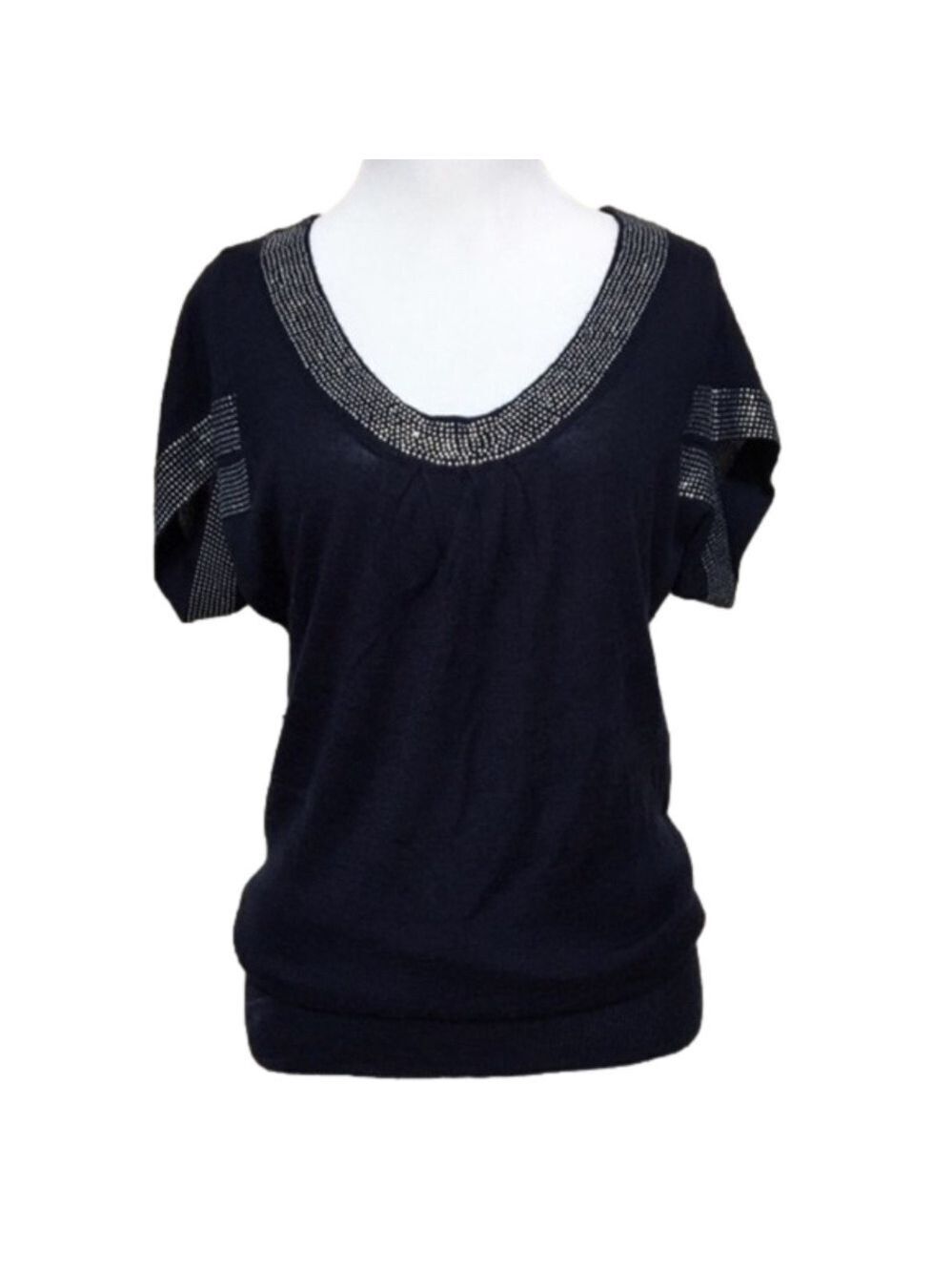 C & C Confidential bling embellished scoop neck short sleeve sweater size S